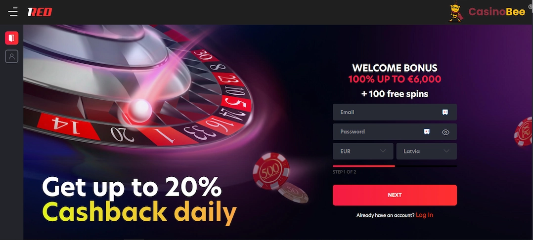 1red casino homepage