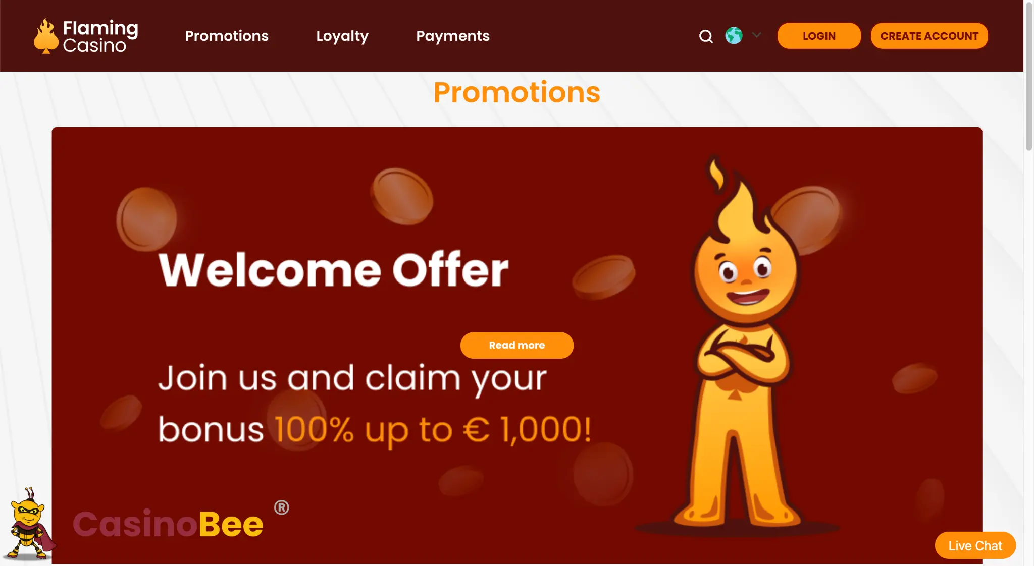 flaming casino welcome bonus