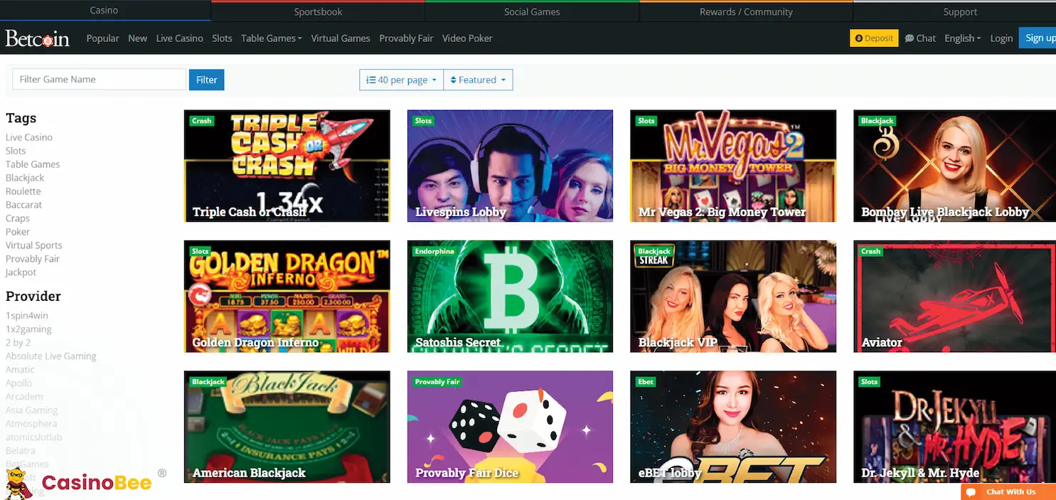 betcoin casino games