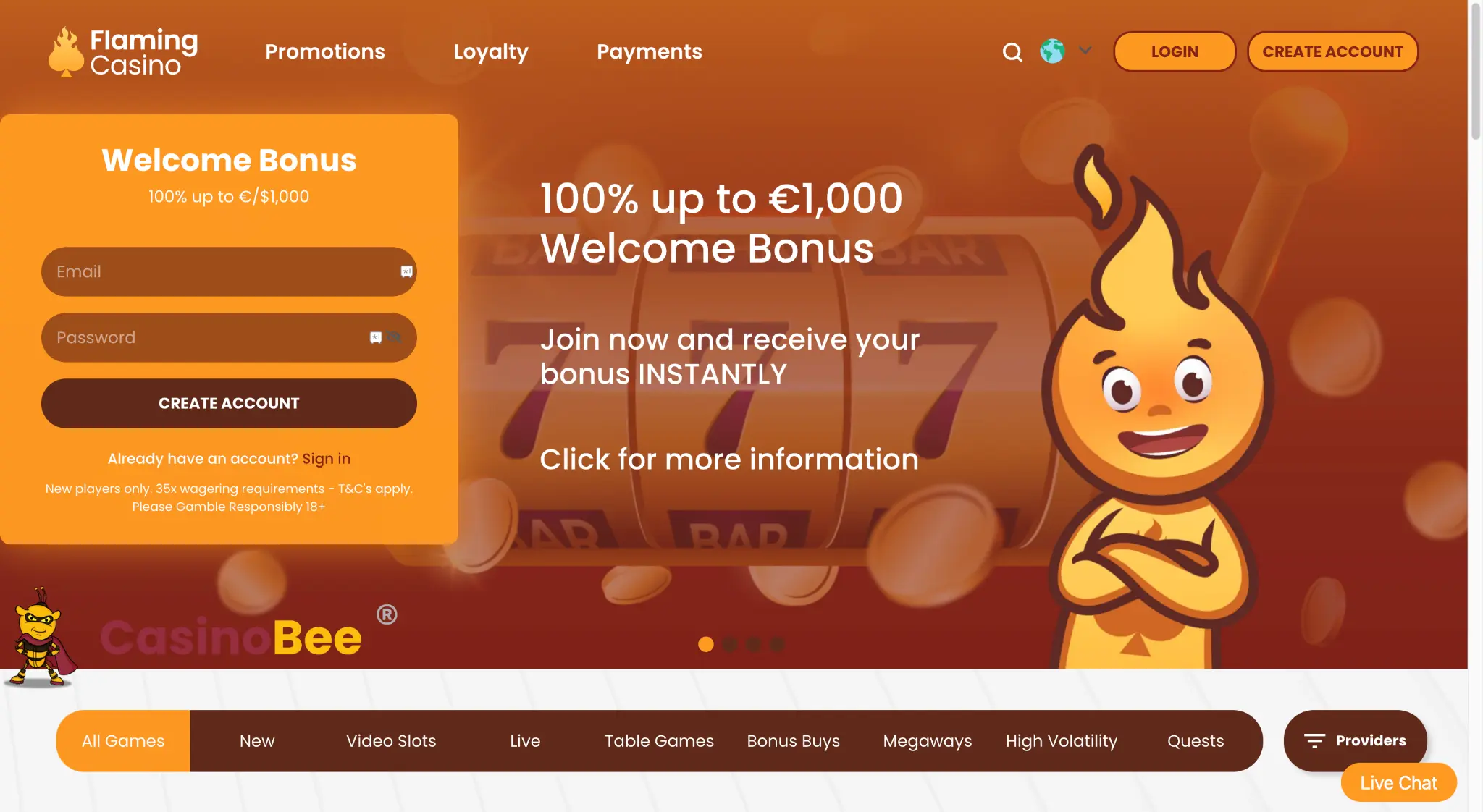 flaming casino review