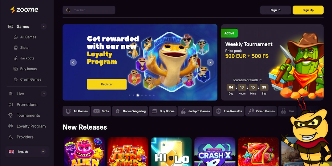 zoome casino homepage